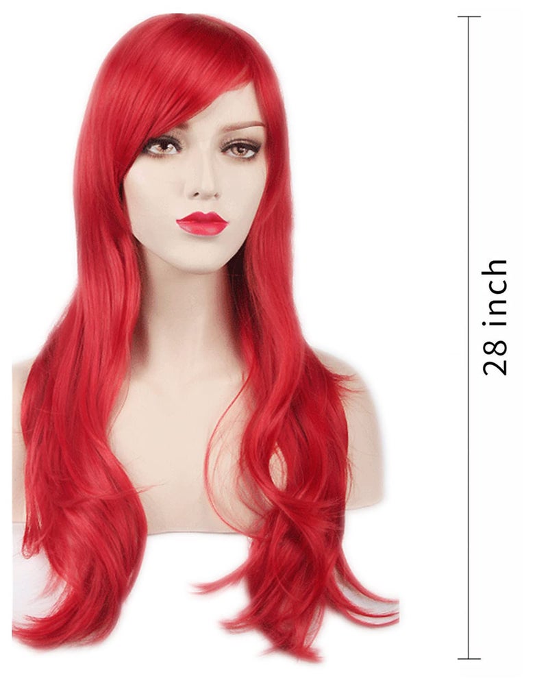 ANESHE Wigs 28" Long Wavy Hair Heat Resistant Cosplay Wig for Women (Red) - Image 3